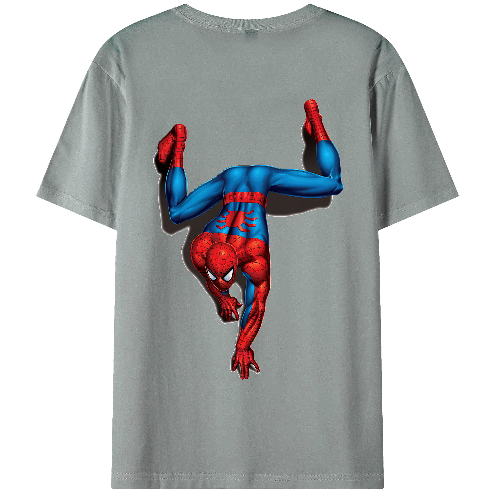 （画像用） Spider Man スパイダーマン 綿100％ メンズ半袖Tシャツ（バックプリント） 通気性